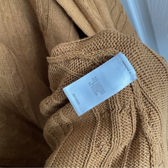 J Jill Sweater Women 3XL Mustard Yellow Cotton Knit Open Boyfriend Cardigan - Picture 4 of 4